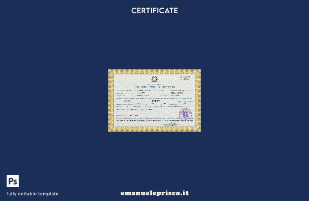 modello PSD di certificato di matrimonio italiano in stile verificato